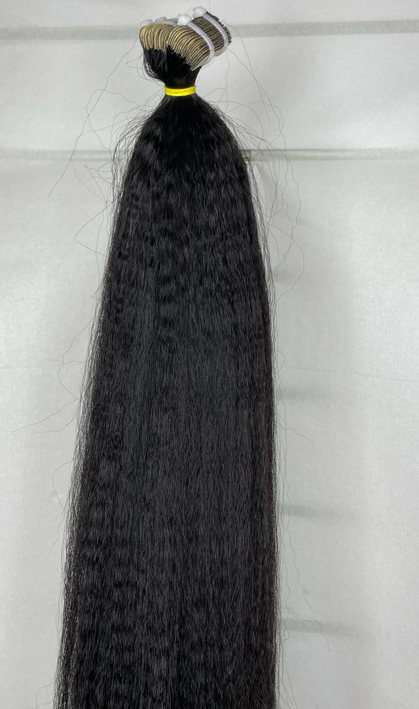 TAPE-IN KINKY STRAIHTH 100% HUMAN HAIR EXTENSIONS)